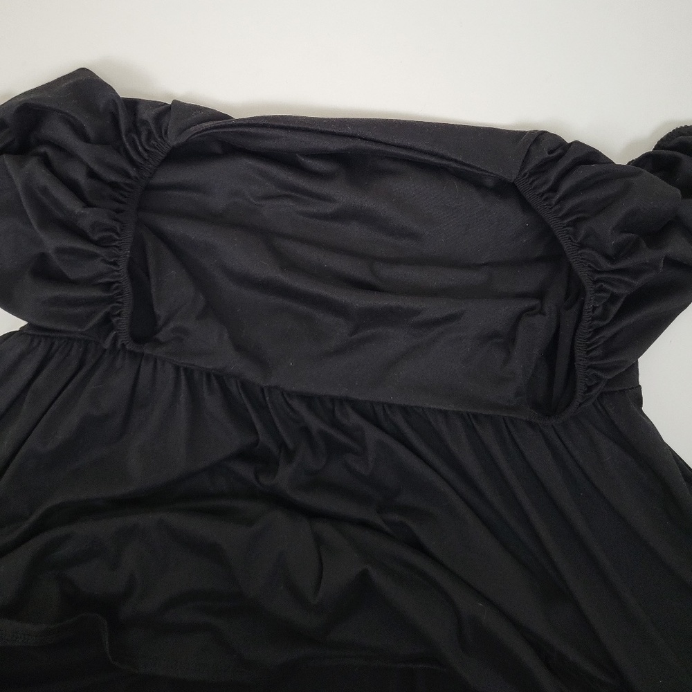 Black Mini Puff Sleeve Dress Milkmaid Peasant Size XL - Picture 10 of 10